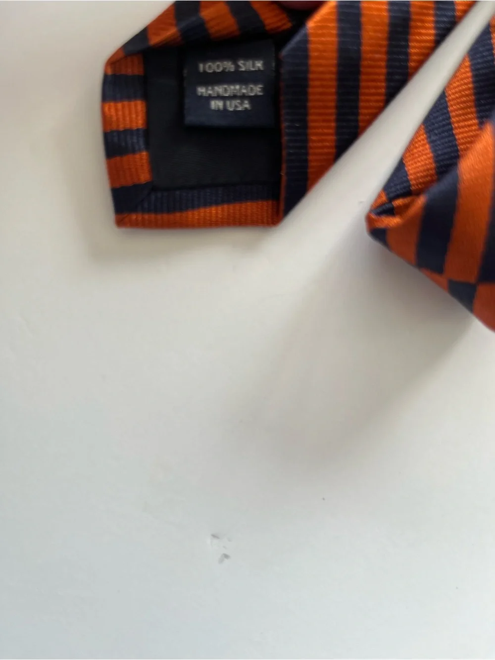 J.Crew 100% Silk Tie-Orange and Navy Diagonal Stripes